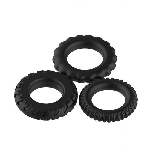 Набор из 3 рельефных эрекционных колец Sex Expert