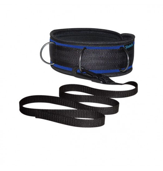 Сине-черный ошейник из неопрена с поводком