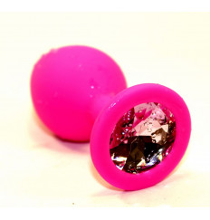 Розовая силиконовая коническая пробка с розовым стразом - 8,2 см.