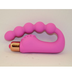 Розовый силиконовый вибромассажер в форме подковы