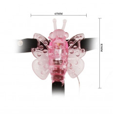 Розовая вибробабочка Sexy Friend на ремешках