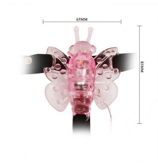 Розовая вибробабочка Sexy Friend на ремешках