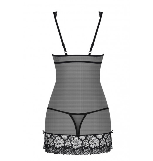 Сорочка из полупрозрачной сеточки с кружевной отделкой