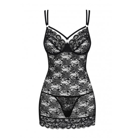Облегающая кружевная сорочка на двойных бретелях