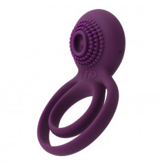 Фиолетовое эрекционное виброкольцо Tammy с подхватом мошонки