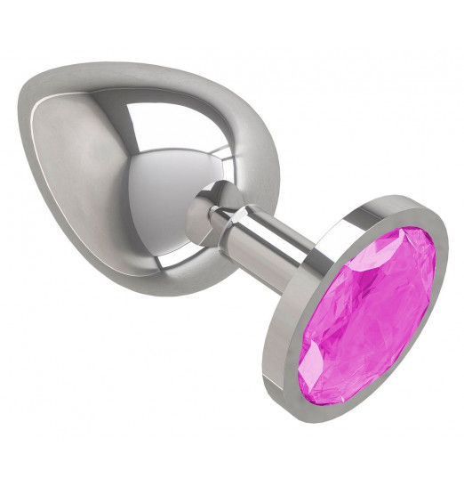 Серебристая большая анальная пробка с розовым кристаллом - 9,5 см. Серебристая большая анальная пробка с розовым кристаллом - 9,5 см.