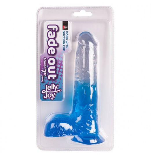 Синий фаллоимитатор с прозрачной верхней частью JELLY JOY FADE OUT DONG 7INCH - 17,8 см.