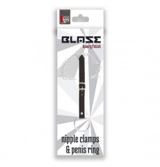 Эрекционное кольцо, соединённое ремешком с клипсами для сосков