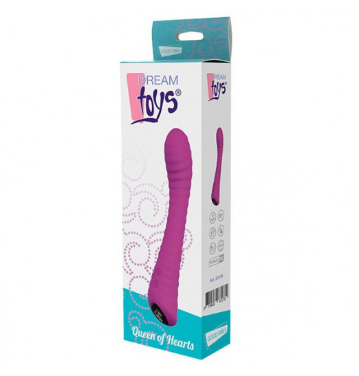 Фиолетовый перезаряжаемый вибратор с ребрышками QUEEN OF HEARTS - 21 см. Фиолетовый перезаряжаемый вибратор с ребрышками QUEEN OF HEARTS - 21 см.