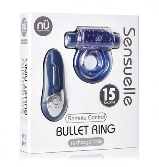 Синее эрекционное виброкольцо REMOTE BULLET COCKRING