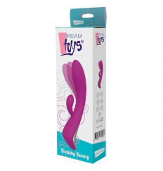 Фиолетовый вибратор с клиторальным отростком ROCKING BUNNY