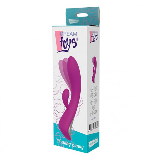 Фиолетовый вибратор с клиторальным отростком ROCKING BUNNY
