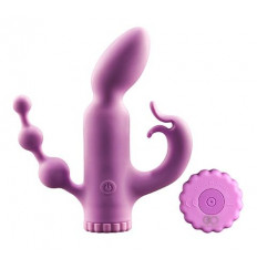 Фиолетовый вибратор с отростками TRIBRATOR 6INCH RECHARGE VIBE - 14 см.