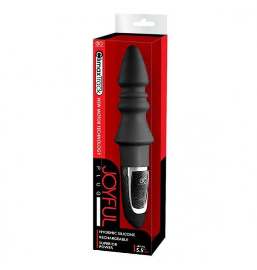 Черный конический анальный вибромассажер-ёлочка JOYFUL PLUG VIBRATOR 5.5INCH - 14 см.