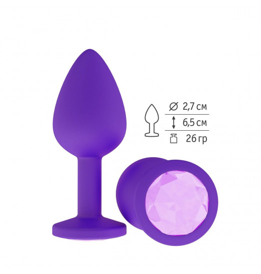 Фиолетовая силиконовая пробка с сиреневым кристаллом - 7,3 см.
