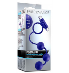 Синее эрекционное кольцо с анальным стимулятором Penetrator