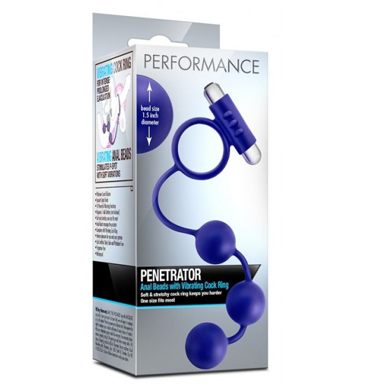 Синее эрекционное кольцо с анальным стимулятором Penetrator