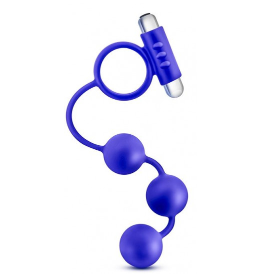 Синее эрекционное кольцо с анальным стимулятором Penetrator