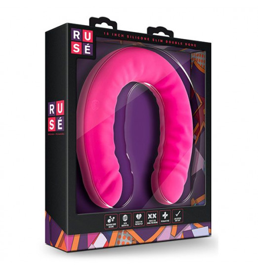 Розовый двусторонний фаллоимитатор 18 inch Silicone Slim Double Dong - 45,7 см.