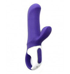 Фиолетовый вибратор Satisfyer Magic Bunny с клиторальным отростком - 17,6 см.