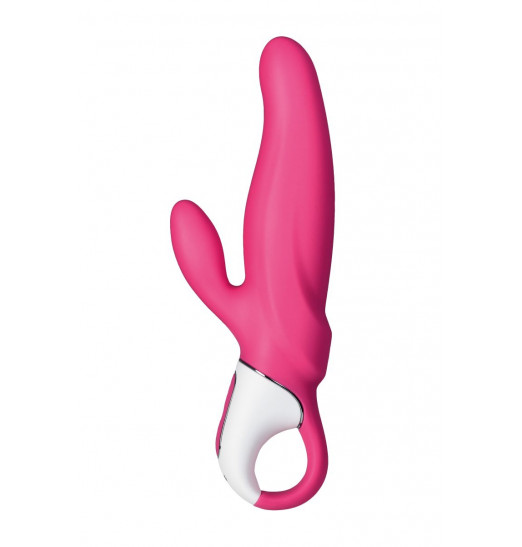 Ярко-розовый вибратор  Satisfyer Mr. Rabbit с клиторальным отростком - 22,1 см.