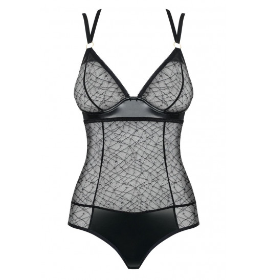 Пикантное боди с декоративной wet-look вставкой Пикантное боди с декоративной wet-look вставкой