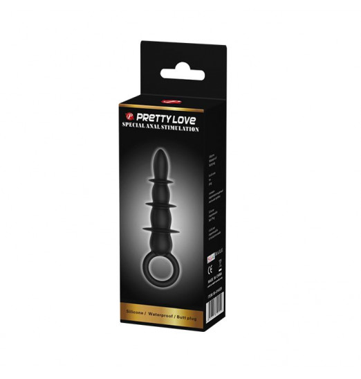 Черная анальная ёлочка с богатым рельефом - 13,2 см.