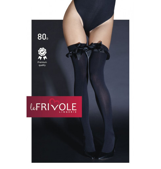Плотные чулки с атласными бантами