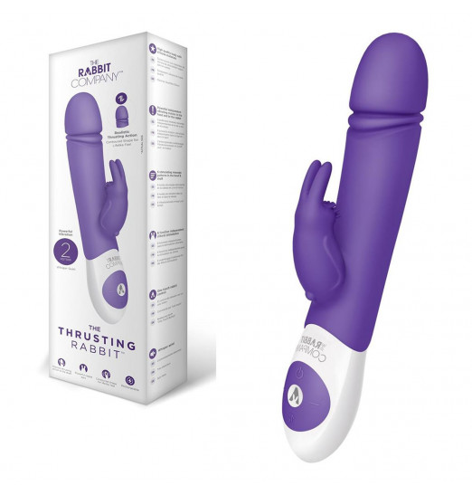 Фиолетовый вибратор с функцией толкания Thrusting Rabbit