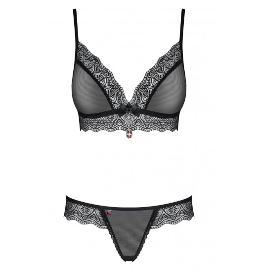 Чувственный полупрозрачный комплект белья с отделкой кружевом