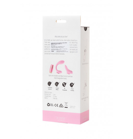 Розовый вибратор Le Stelle PERKS SERIES EX-3 с двумя сменными насадками