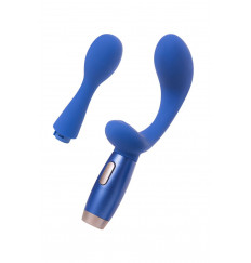 Синий вибратор Le Stelle PERKS SERIES EXC с 2 сменными насадками