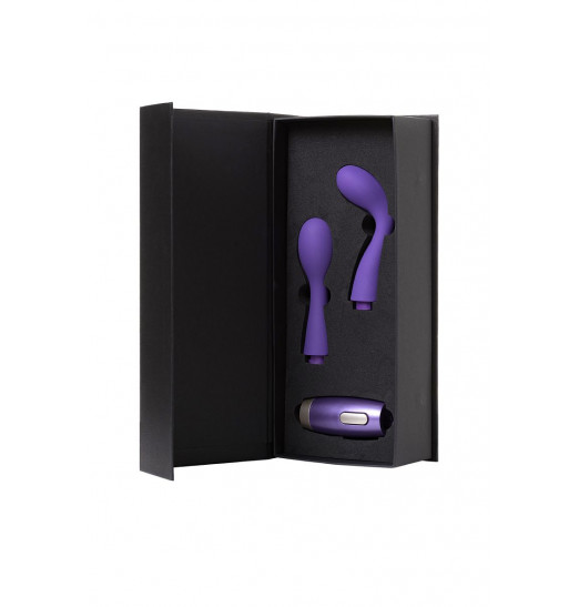 Фиолетовый вибратор Le Stelle PERKS SERIES EX-1 с 2 сменными насадками