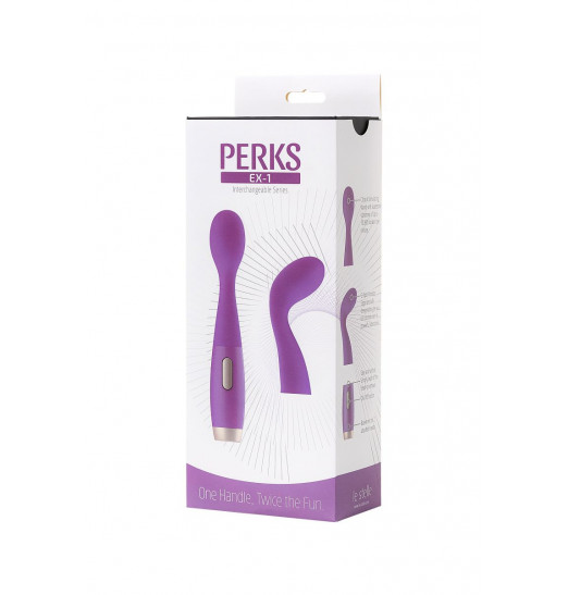 Фиолетовый вибратор Le Stelle PERKS SERIES EX-1 с 2 сменными насадками