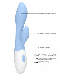 Голубой G-spot вибратор Sunset со стимулятором клитора - 20 см.