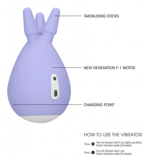 Фиолетовый клиторальный стимулятор Luscious с тремя отростками