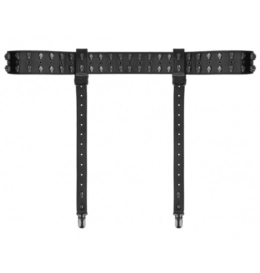 Черный пояс с гартерами и черепами