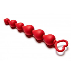 Бордовая анальная цепочка Heart Ray - 17,5 см.