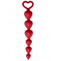 Бордовая анальная цепочка Heart Ray - 17,5 см.