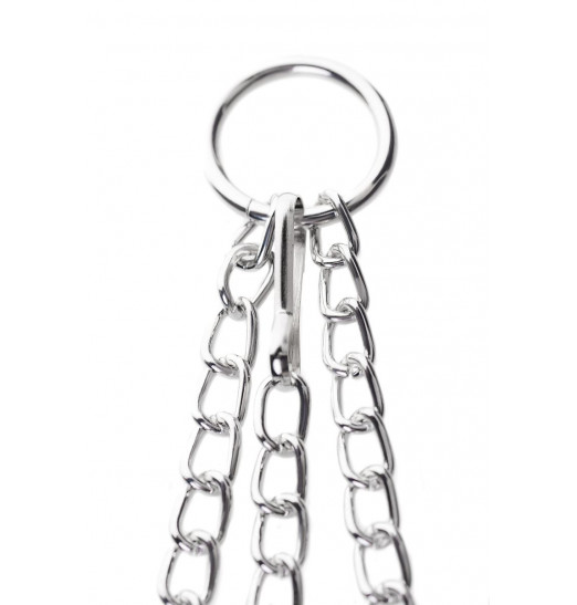 Серебристо-чёрные зажимы для сосков с кольцом для пениса TOYFA Metal