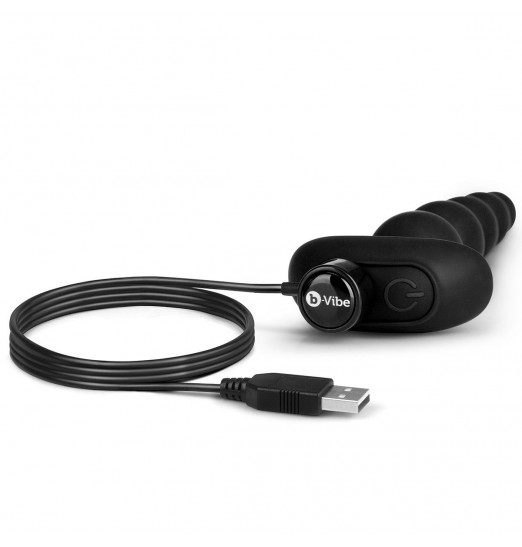 Черные анальные бусы с 3 моторами B-Vibe Cinco Anal Beads - 20,5 см.