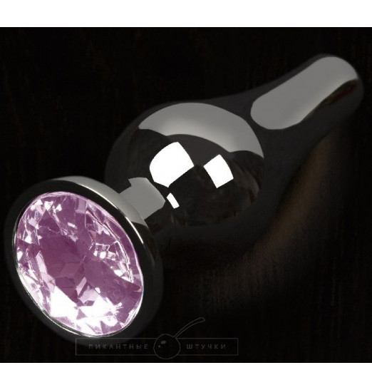 Графитовая удлиненная анальная пробка с розовым кристаллом - 8,5 см.