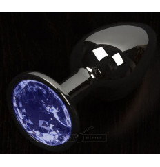 Графитовая анальная пробка с синим кристаллом - 8,5 см.