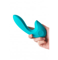 Бирюзовый вибратор Sense Max с клиторальным стимулятором - 16 см.