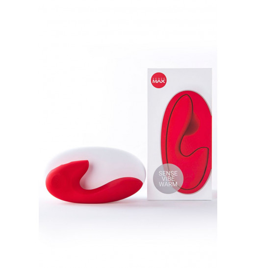 Красный вибратор Sense Max с клиторальным отростком - 16 см.